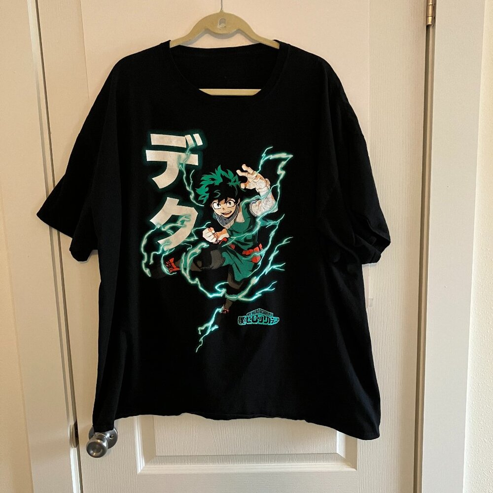 My Hero Academia Izuku Midoriya Black 100%-Cotton T-Shirt Anime - 3XL Men's